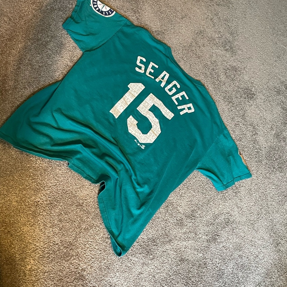 Majestic Green Sports Jersey 15 Seager Men’s size L